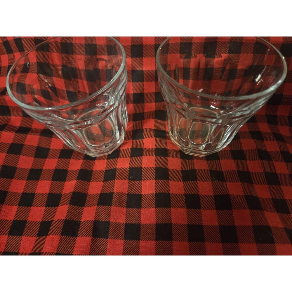 Pasabahce PALAKS 10 Panel Drinking Glass Turkish Glassware Set of 2 3.5 in tall